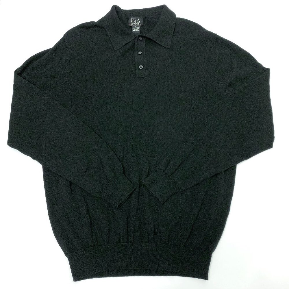 JOS A Bank Signature Long Sleeve Pima Cotton Polo